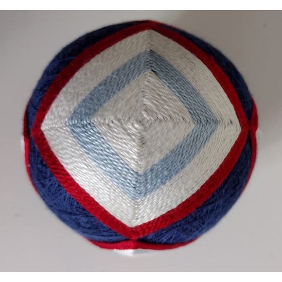 Japanese Temari Ball, Handmade, Navy Multi, 3.5" diameter - Picture 1 of 3